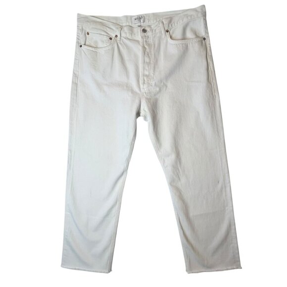 Agolde Women's 34 90s Mid Rise Straight In Fortune Cookie Cream White Button Fly - Picture 2 of 13